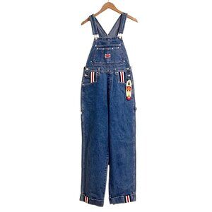 Vintage NWT Y2K Revolt Overalls Red White Blue Stripes Size M